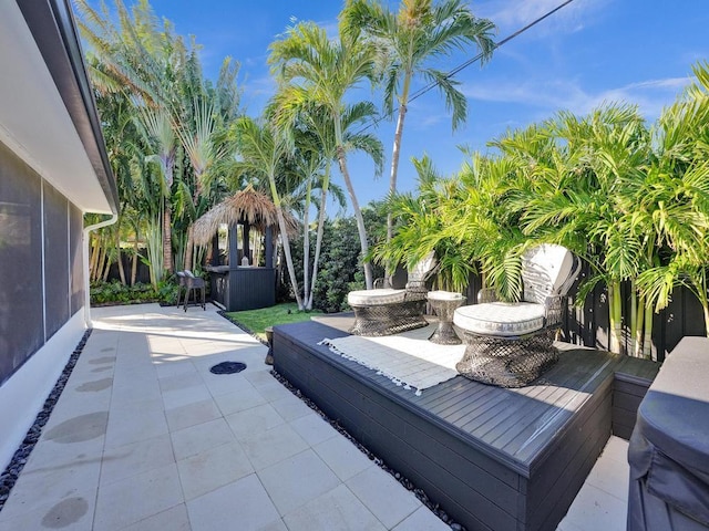 view of patio / terrace with a gazebo