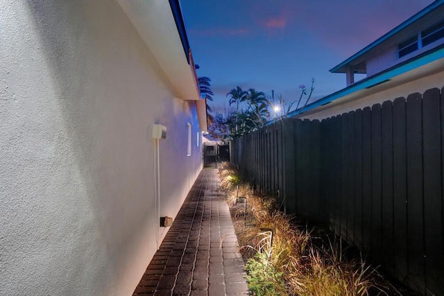 view of property exterior at dusk