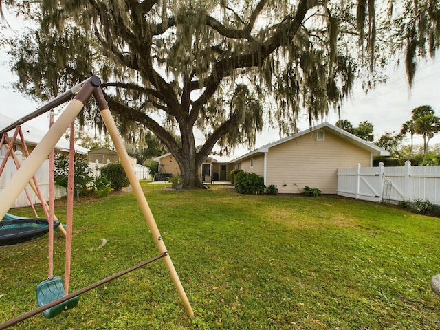 view of yard featuring a trampoline