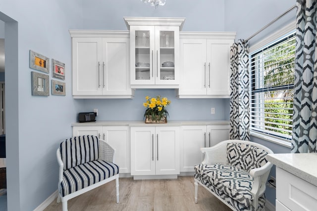 interior space featuring light wood-style floors and baseboards
