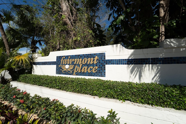 view of community sign