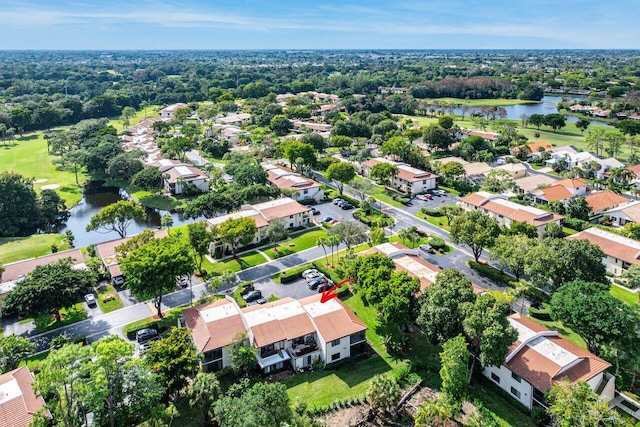 bird's eye view featuring a water view