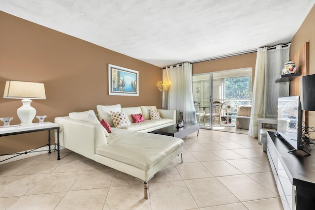 view of tiled living room