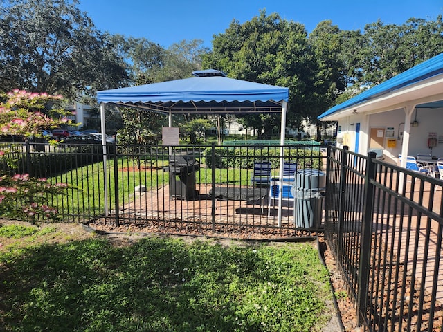 view of yard with a gazebo