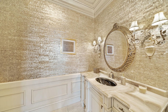 bathroom featuring vanity and tile patterned flooring