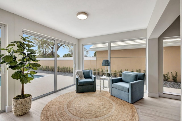 living area with light wood-type flooring