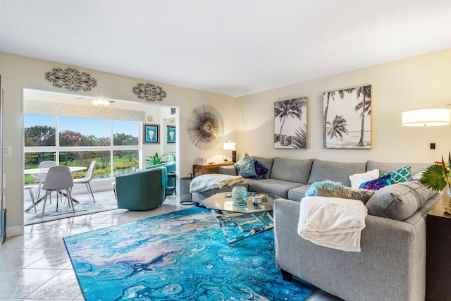 view of tiled living room