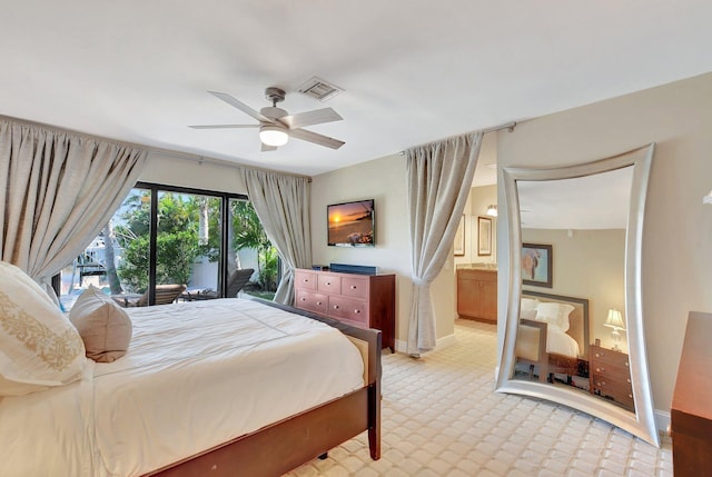 bedroom featuring ceiling fan