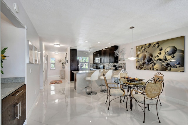 dining room featuring a textured ceiling