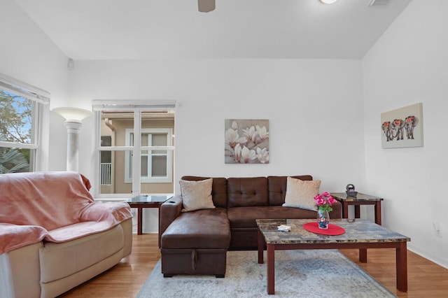 living room featuring light wood-type flooring