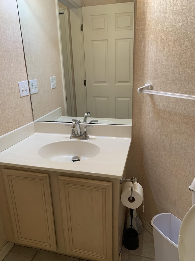 bathroom featuring vanity and tile patterned flooring