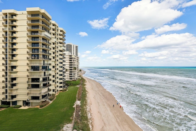 property view of water featuring a view of the beach