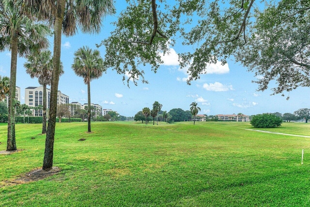 view of property's community featuring a lawn