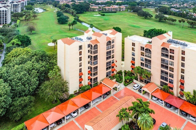 drone / aerial view featuring golf course view