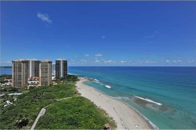 property view of water featuring a view of the beach