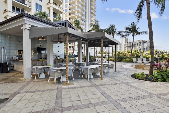 view of patio featuring a gazebo