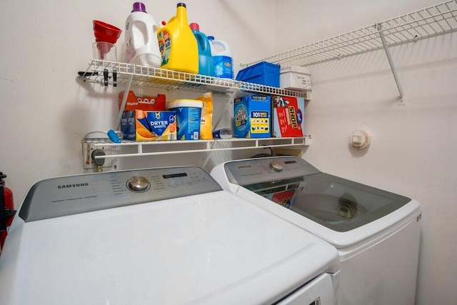 laundry area featuring washer and dryer