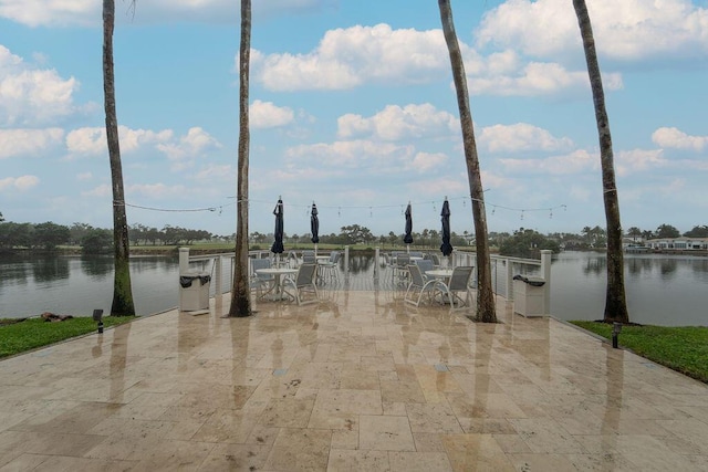 dock area featuring a water view