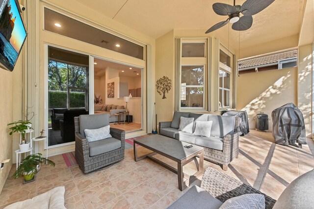 view of yard with a sunroom