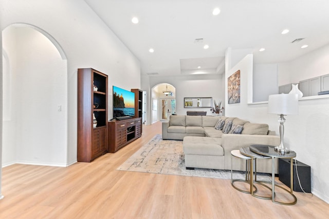 living room featuring light hardwood / wood-style flooring