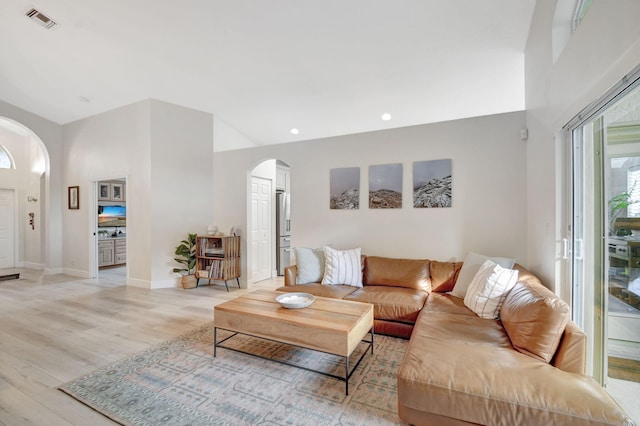 living room featuring light hardwood / wood-style floors