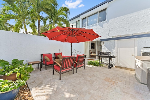 view of patio featuring area for grilling