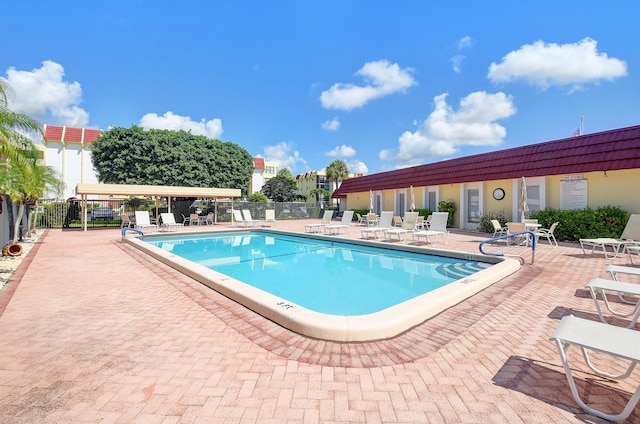 view of pool featuring a patio area