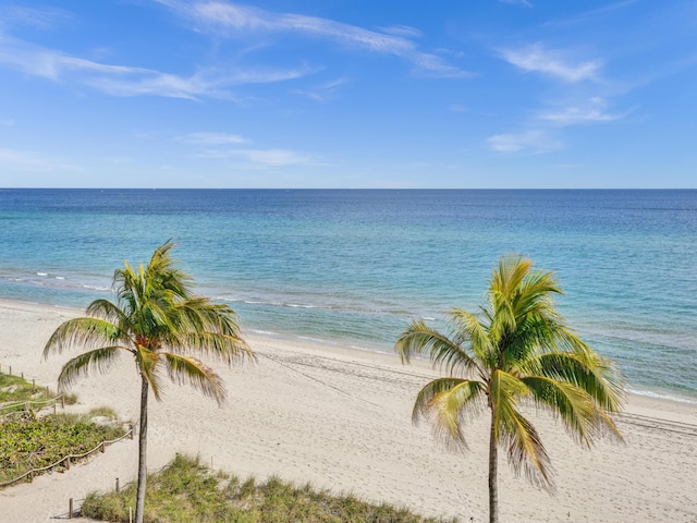 property view of water with a beach view