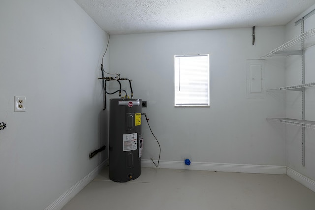 utility room with electric panel and electric water heater