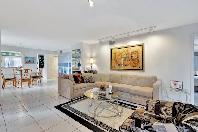 view of tiled living room