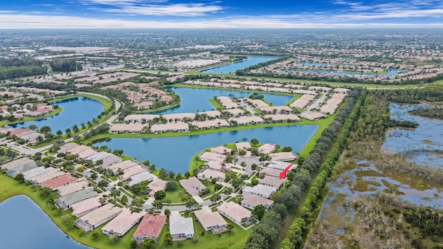 bird's eye view featuring a water view