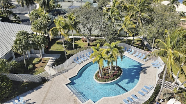 view of swimming pool with a patio