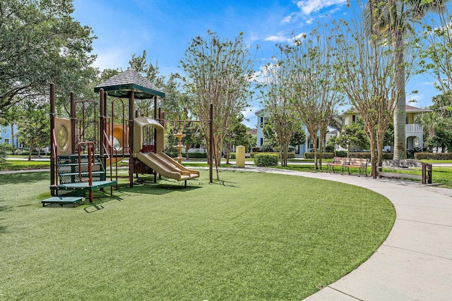 view of playground featuring a yard