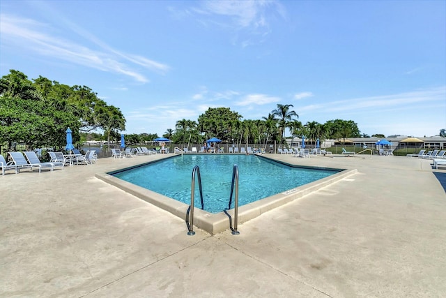 view of pool featuring a patio