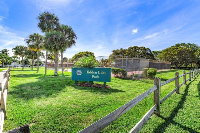 view of community featuring a lawn