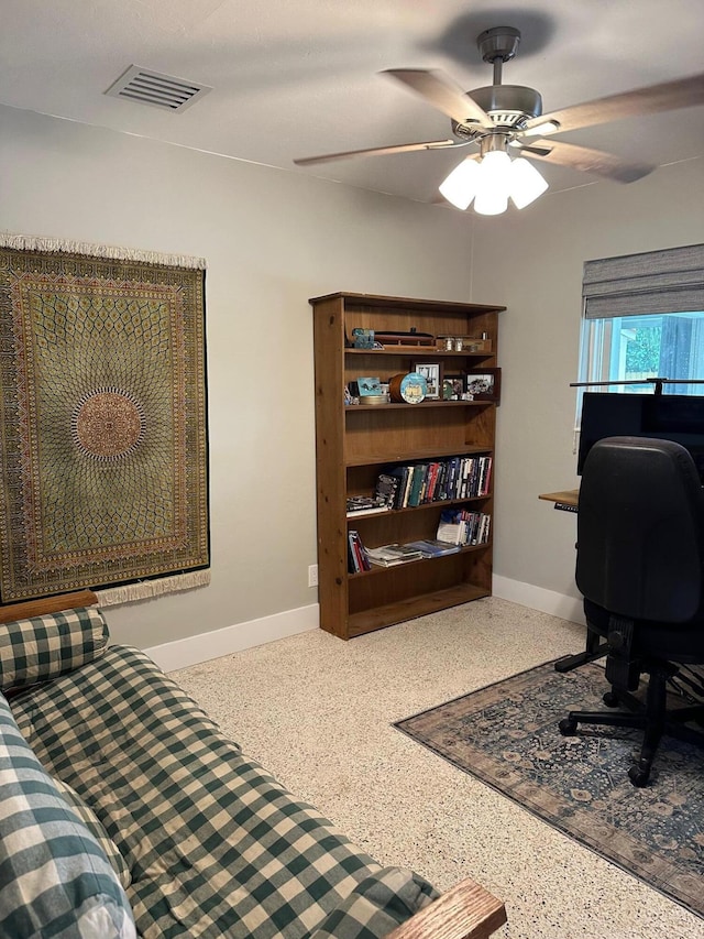 office featuring ceiling fan