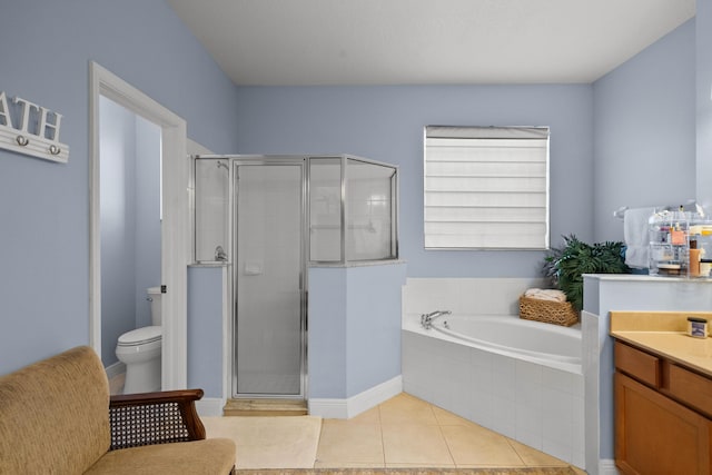 1915 SW Panther Trce, Stuart, FL 34997 - full bath featuring tile patterned floors, toilet, a bath, and a stall shower