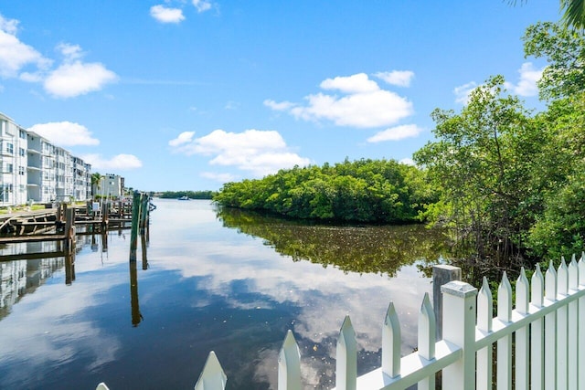 water view with a dock