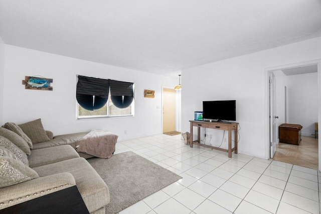 living room featuring light tile patterned floors