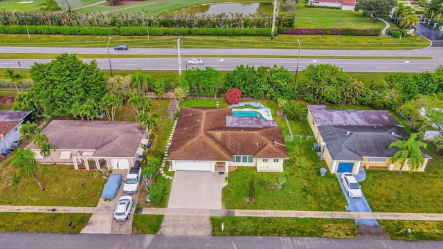 bird's eye view featuring a water view