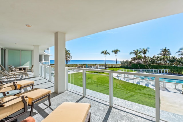 balcony with a water view