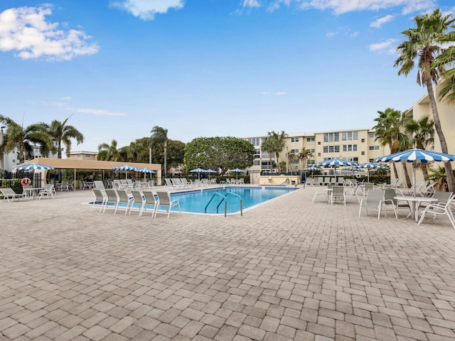 view of pool featuring a patio