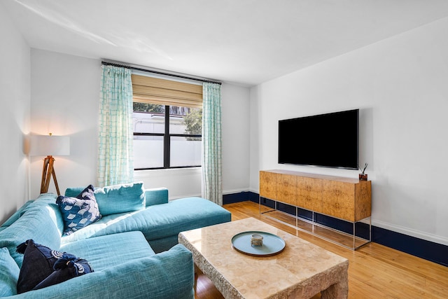 living room with hardwood / wood-style floors