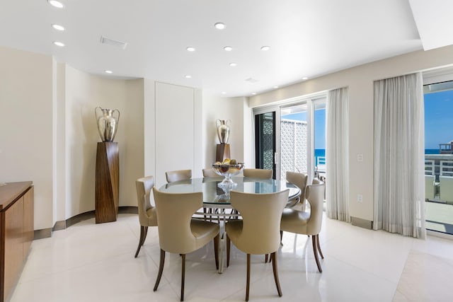 view of tiled dining room