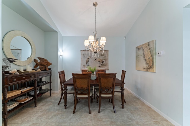 dining area with a notable chandelier