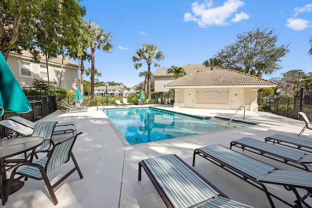 view of pool featuring a patio area