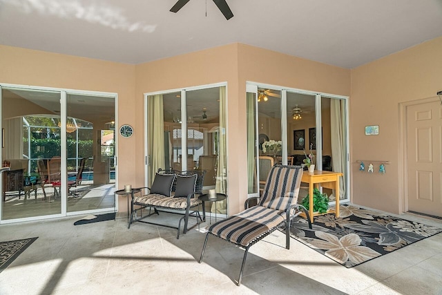 view of patio / terrace featuring ceiling fan