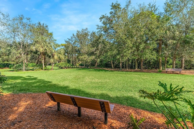 view of property's community featuring a yard