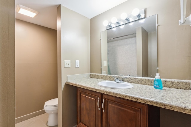 bathroom featuring vanity, toilet, and tile patterned floors