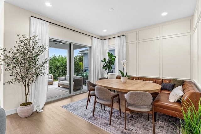 dining room with light hardwood / wood-style floors